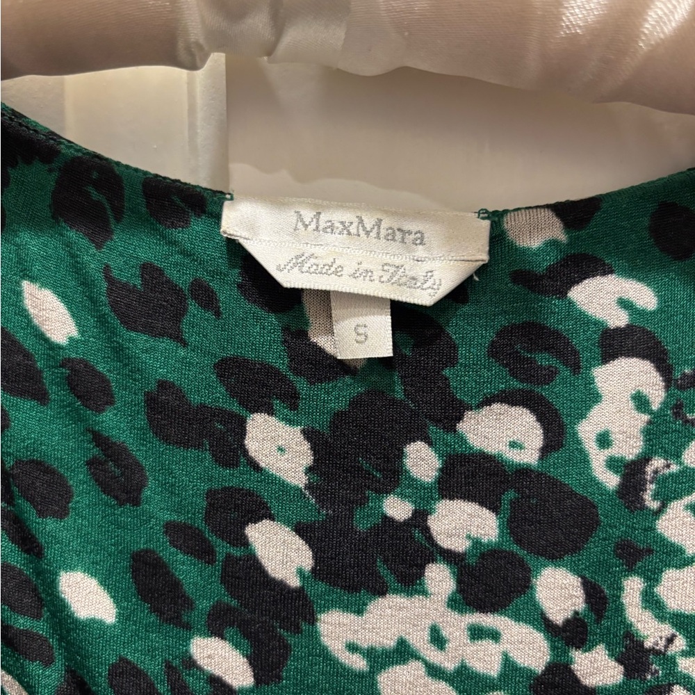 MaxMara Green and Black Abstract Print Top Size Small